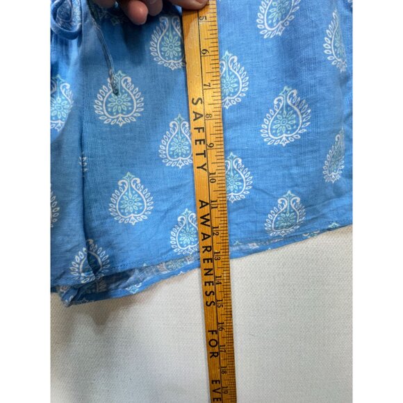 Vineyard Vines Women's Linen Shorts Drawstring Relaxed Fit Paisley Size M Blue - Picture 7 of 11